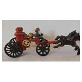 Vintage Cast Iron Horse Drawn Fire Engine