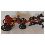 Vintage Cast Iron Horse Drawn Fire Engine