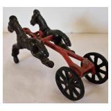 Vintage Cast Iron Horse Drawn Fire Engine