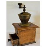 Vintage Coffee Grinder + Brass Bell