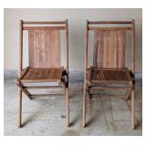 Pair of Vintage Wood Folding Chairs