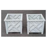 Pair of White Resin Planter Boxes