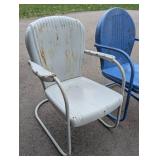 Vintage Painted Metal Patio Chair and Rocker