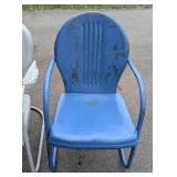 Vintage Painted Metal Patio Chair and Rocker