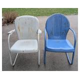 Vintage Painted Metal Patio Chair and Rocker
