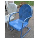 Vintage Painted Metal Patio Chair and Rocker
