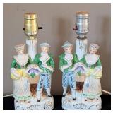 Pair of Porcelain Figurine Table Lamps