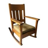 Vintage Arts and Crafts Oak Rocking Chair / Vintage Mission Style Rocking Chair