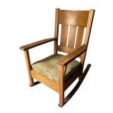 Vintage Arts and Crafts Oak Rocking Chair / Vintage Mission Style Rocking Chair