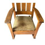 Vintage Arts and Crafts Oak Rocking Chair / Vintage Mission Style Rocking Chair