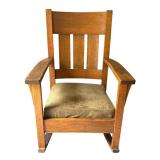 Vintage Arts and Crafts Oak Rocking Chair / Vintage Mission Style Rocking Chair