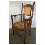 Vintage Caned Wooden Arm Chair