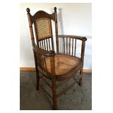 Vintage Caned Wooden Arm Chair