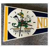 Notre Dame Fighting Irish Pennant Style Clock