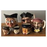 Six Vintage Toby Mugs