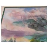 Large Framed Scenic Watercolor Painting by R. Potter