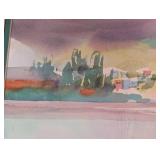 Large Framed Scenic Watercolor Painting by R. Potter