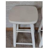 Pair of White Painted Wood Stools