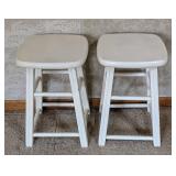 Pair of White Painted Wood Stools