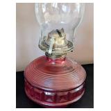 Three Vintage Glass Oil Lamps