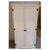 Large Painted White Wood Storage Cabinet
