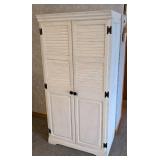 Large Painted White Wood Storage Cabinet