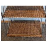 Tiered Rolling Wicker Storage Shelf