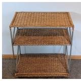 Tiered Rolling Wicker Storage Shelf
