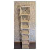 Tall White Rattan and Wicker Shelf