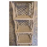 Tall White Rattan and Wicker Shelf