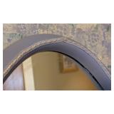 Large Fabric Covered Oval Wall Mirror