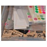 Plastic Storage Container of Scrapbook Stamps