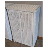 Pair of White Wicker Storage Cabinets