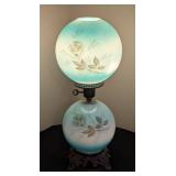 Beautiful Painted Blue Globe Lamp
