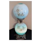 Beautiful Painted Blue Globe Lamp