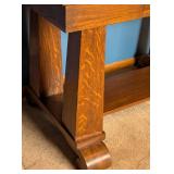 Vintage Oak Arts and Crafts Oak Pedestal Desk / Vintage Oak Mission Style Library Table