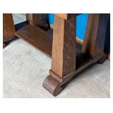 Vintage Oak Arts and Crafts Oak Pedestal Desk / Vintage Oak Mission Style Library Table