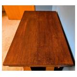 Vintage Oak Arts and Crafts Oak Pedestal Desk / Vintage Oak Mission Style Library Table