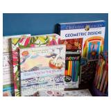 Large Variety of Adult Coloring Books and Markers/Pencils