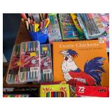 Large Variety of Adult Coloring Books and Markers/Pencils