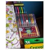 Large Variety of Adult Coloring Books and Markers/Pencils