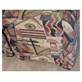 Pair of Fun Print Upholstered Ottomans