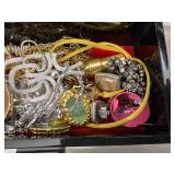 Beautiful Black Laquered & Mother of Pearl Jewelry Box with Contents