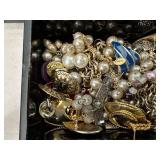 Beautiful Black Laquered & Mother of Pearl Jewelry Box with Contents