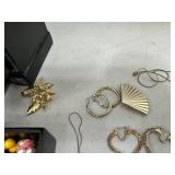 Beautiful Black Laquered & Mother of Pearl Jewelry Box with Contents