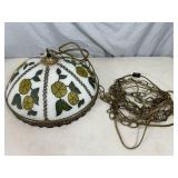 Vintage Hanging Floral Glass Light Fixture