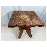 Very Neat Old Wooden Carved Table - Folding