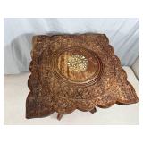 Very Neat Old Wooden Carved Table - Folding