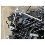 3 Totes of Retail Display Hooks, Slat Wall Hooks, Pegs, Shelf Brackets, Etc