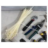 Bucket of Hand Tools, Hardware, Clamps, and More